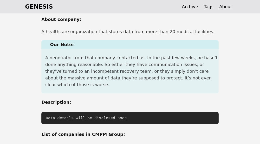 Leak screenshot for CMPM Group