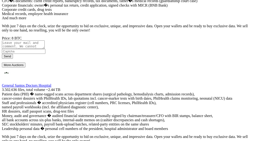 Leak screenshot for Unknown US County Government / Healthcare Entity
