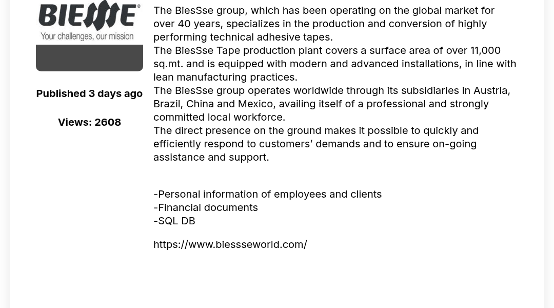 Leak screenshot for BiesSse Group