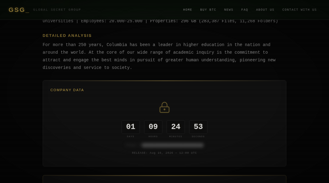 Leak screenshot for Columbia University