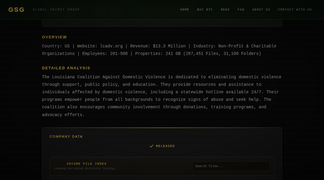 Leak screenshot for Louisiana Coalition Against Domestic Violence