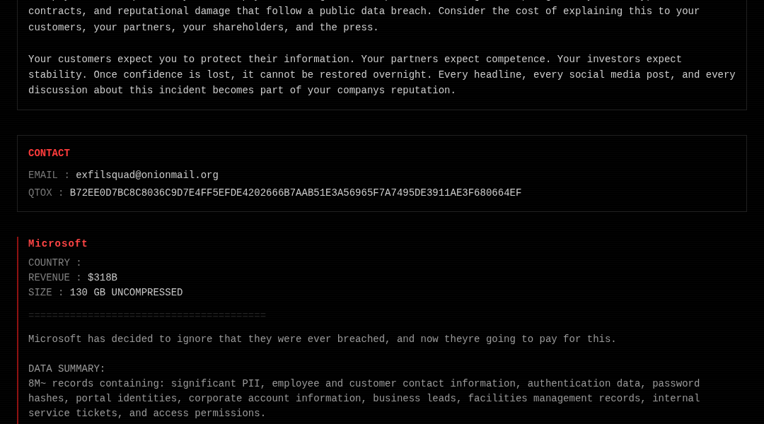 Leak screenshot for Unknown Education/Admissions Institution