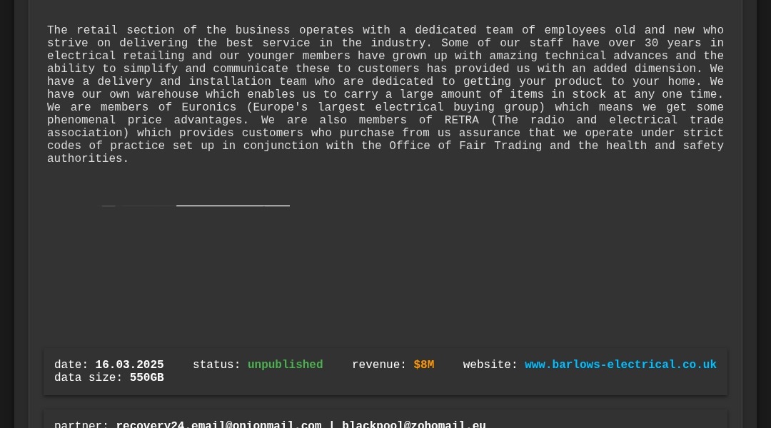 Leak screenshot for Euronics Member Retailer
