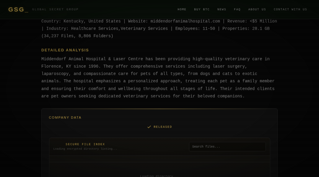 Leak screenshot for Middendorf Animal Hospital & Laser Centre