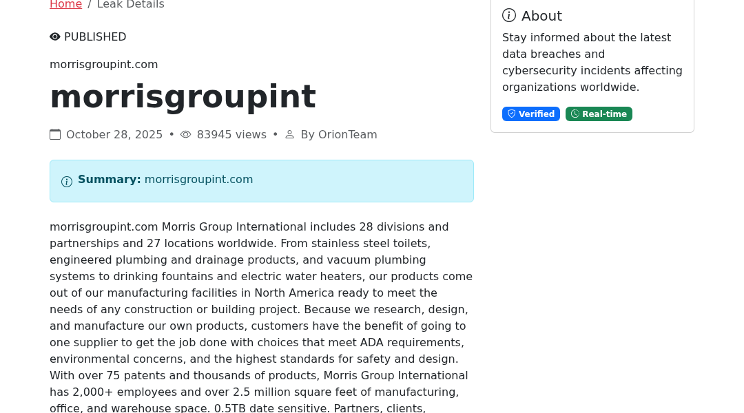 Leak screenshot for Morris Group International