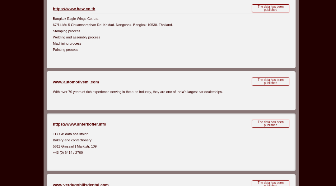 Leak screenshot for Dental Practice (unnamed)
