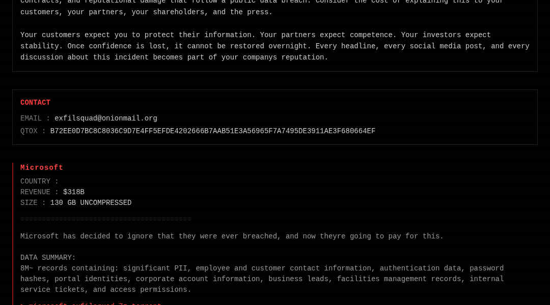 Leak screenshot for Unknown University/College