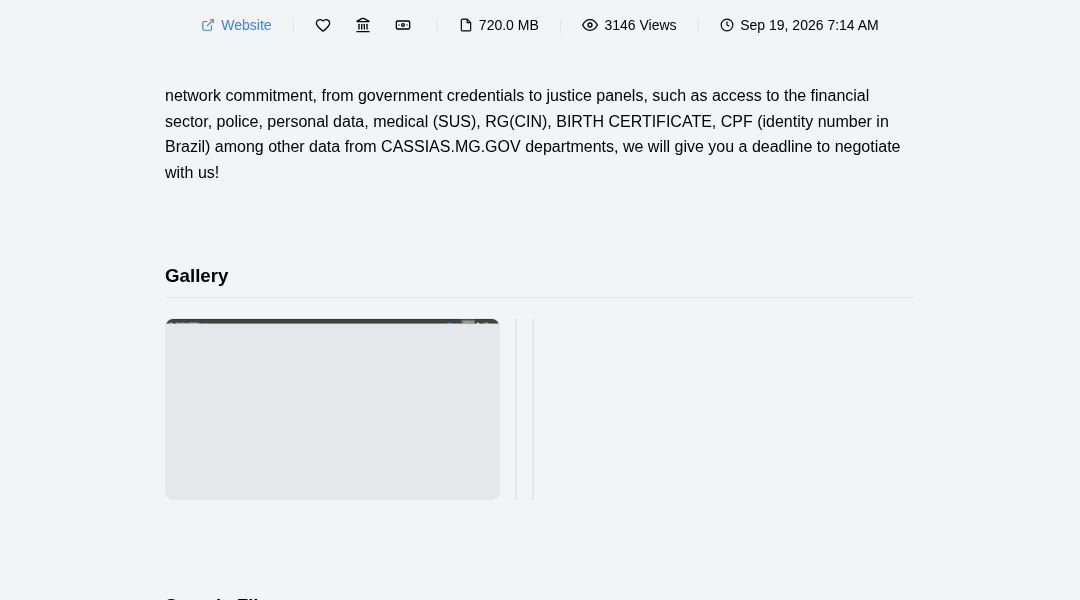 Leak screenshot for Cássias MG Government (CASSIAS.MG.GOV)