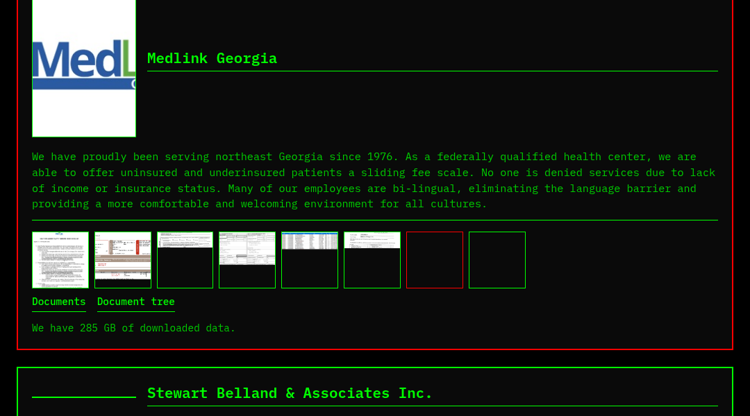 Leak screenshot for Federally Qualified Health Center (Northeast Georgia)