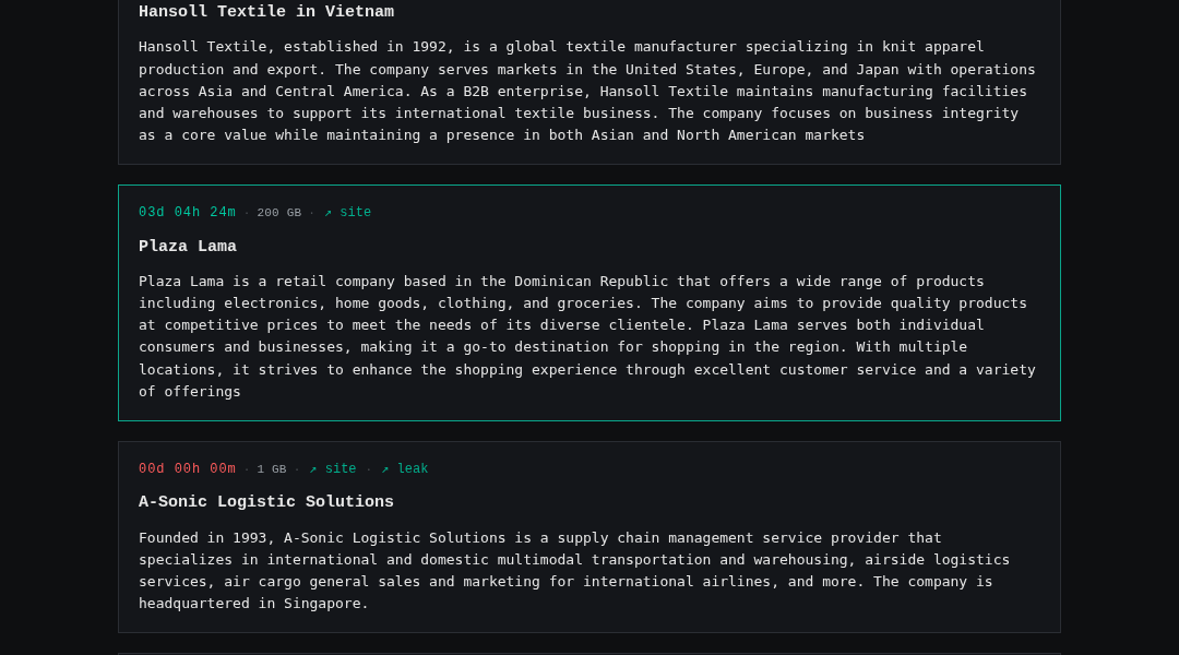 Leak screenshot for Internal Medicine and Pediatrics of Cullman