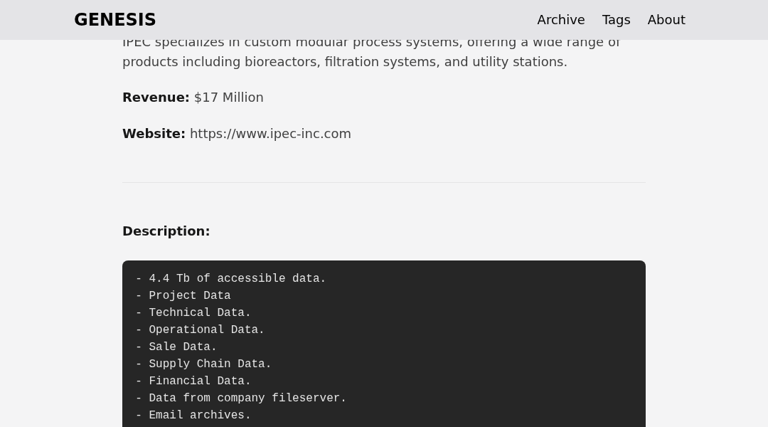 Leak screenshot for IPEC