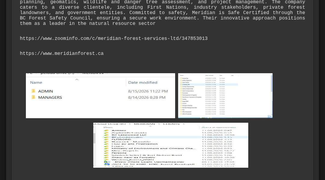 Leak screenshot for Meridian Forest Services Limited