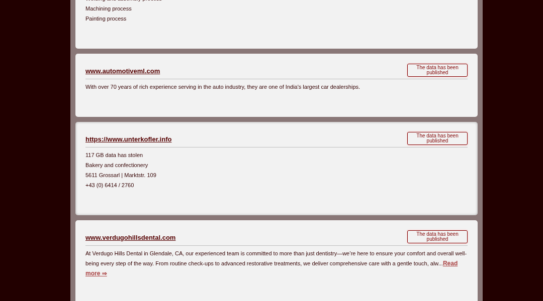 Leak screenshot for Unnamed Bakery and Confectionery (Grossarl)