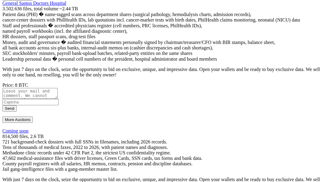 Leak screenshot for Unknown US County/Health Entity