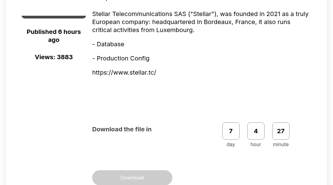 Leak screenshot for Stellar