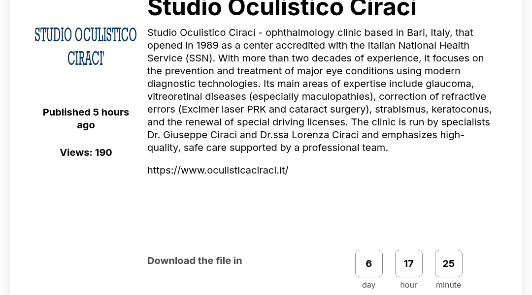 Leak screenshot for Studio Oculistico Ciraci