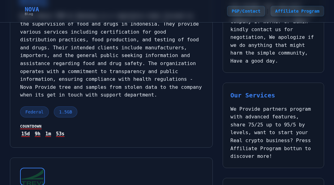 Leak screenshot for Trevi S.p.A. (trevi.it)