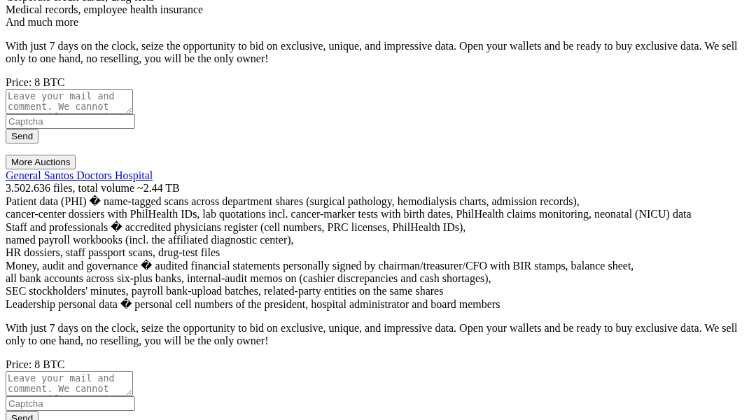 Leak screenshot for Unknown US County Government / Health Agency