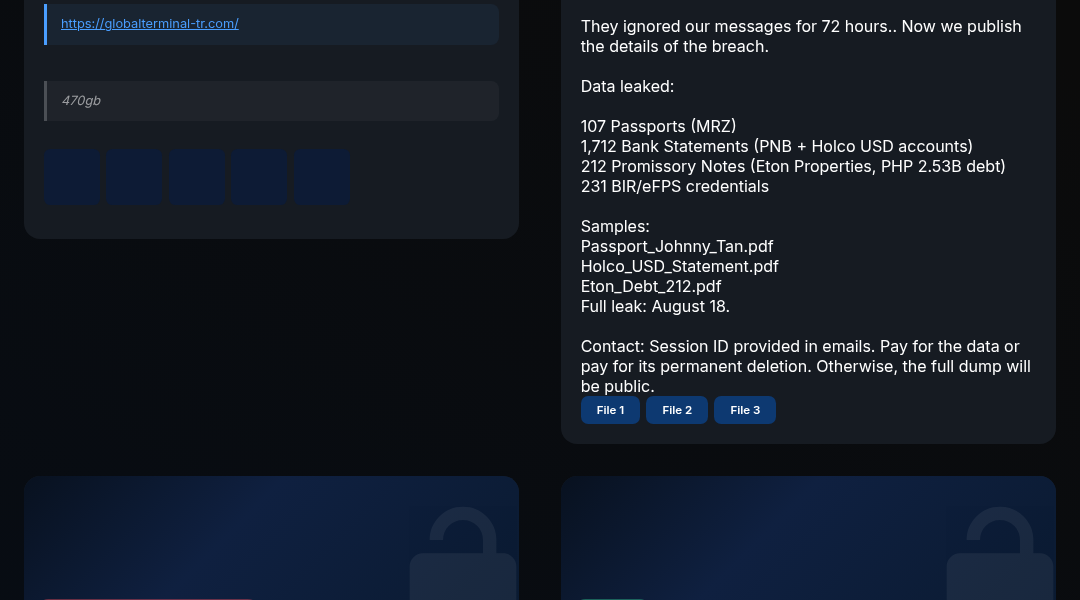 Leak screenshot for Global Terminal Hizmetleri A.Ş. (GTS)