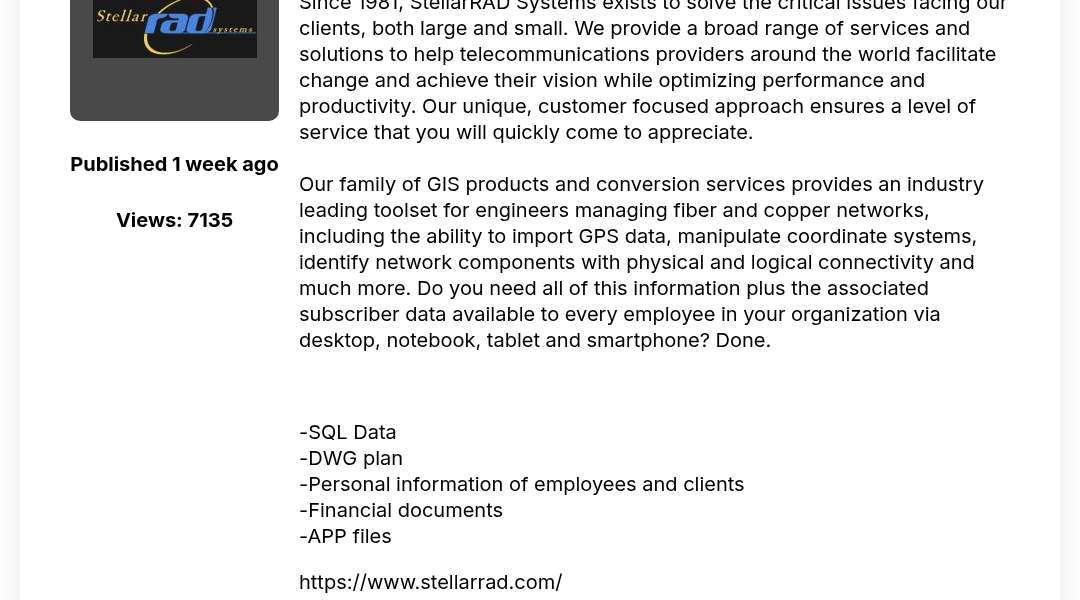 Leak screenshot for StellarRAD Systems