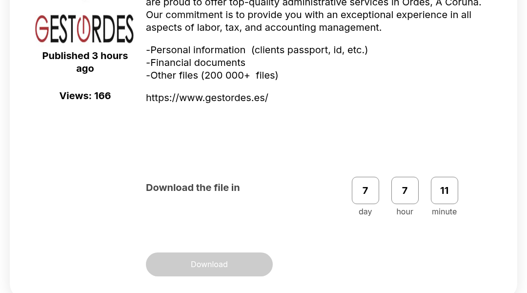Leak screenshot for Gestordes