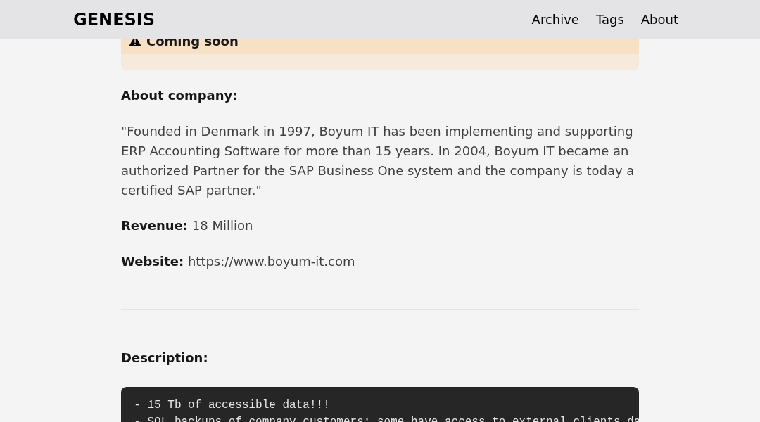 Leak screenshot for Boyum IT Solutions (HOT!)