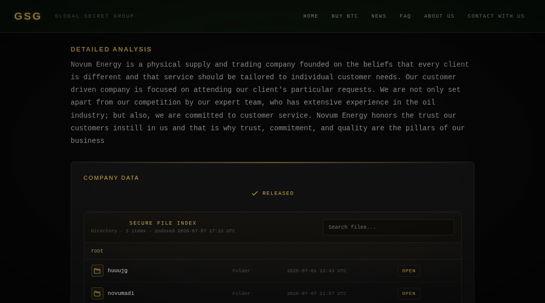 Leak screenshot for Novum Energy