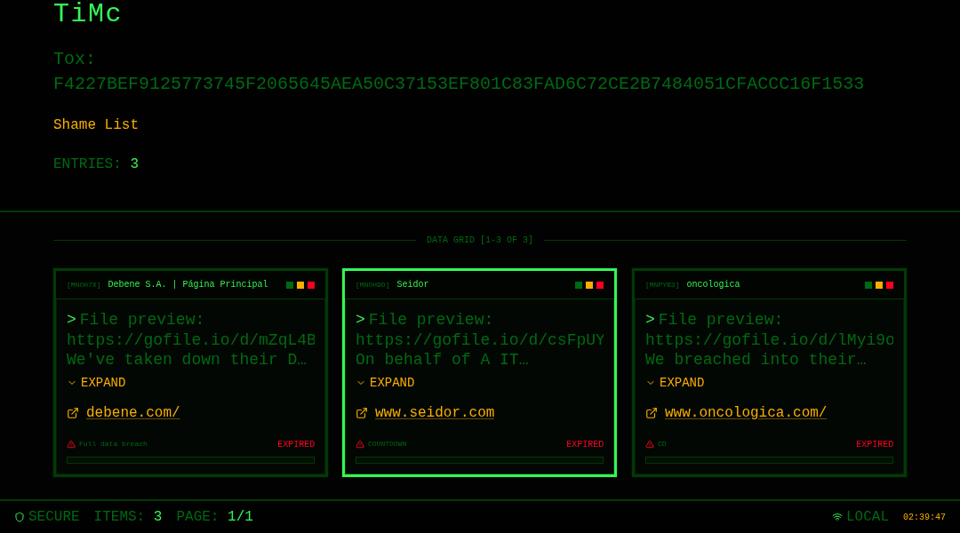 Leak screenshot for Página Principal
