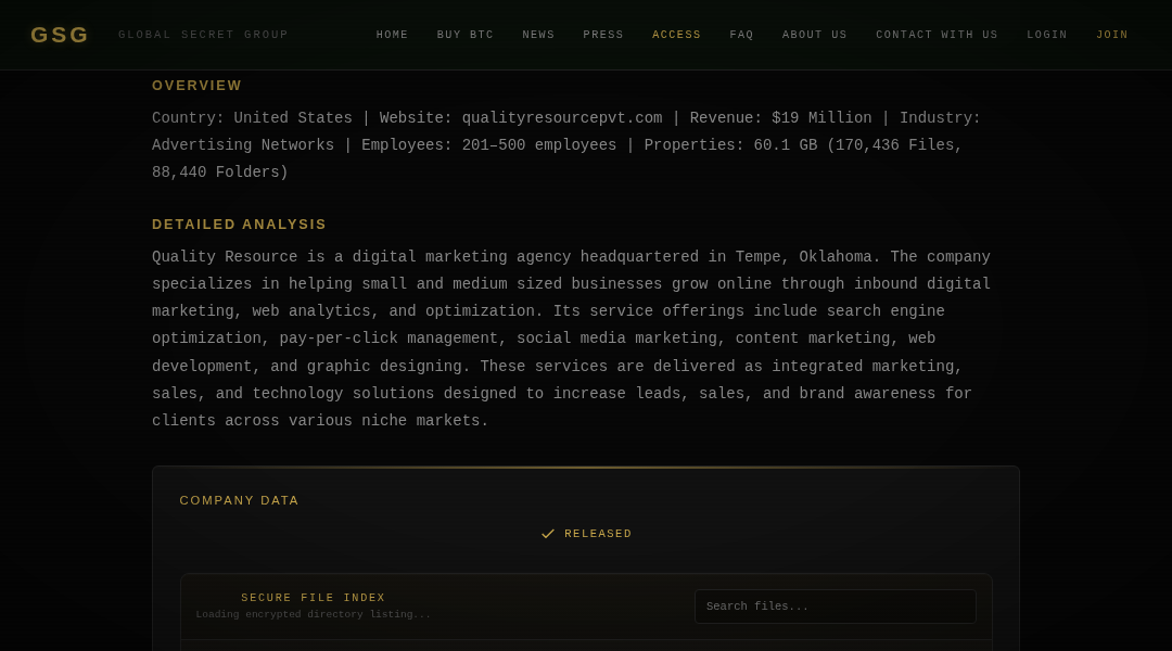 Leak screenshot for Quality Resource