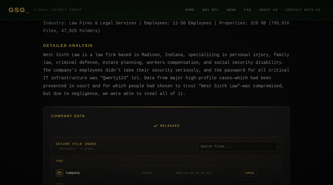 Leak screenshot for West Sixth Law