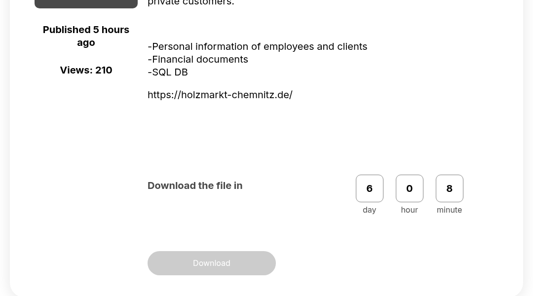 Leak screenshot for holzmarkt chemnitz