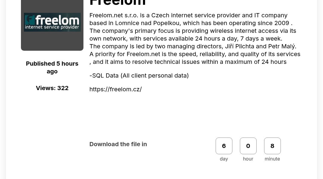 Leak screenshot for Freelom