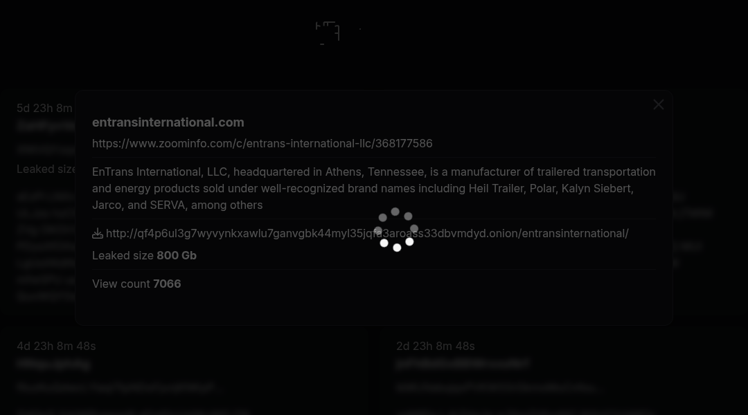 Leak screenshot for entransinternational.com
