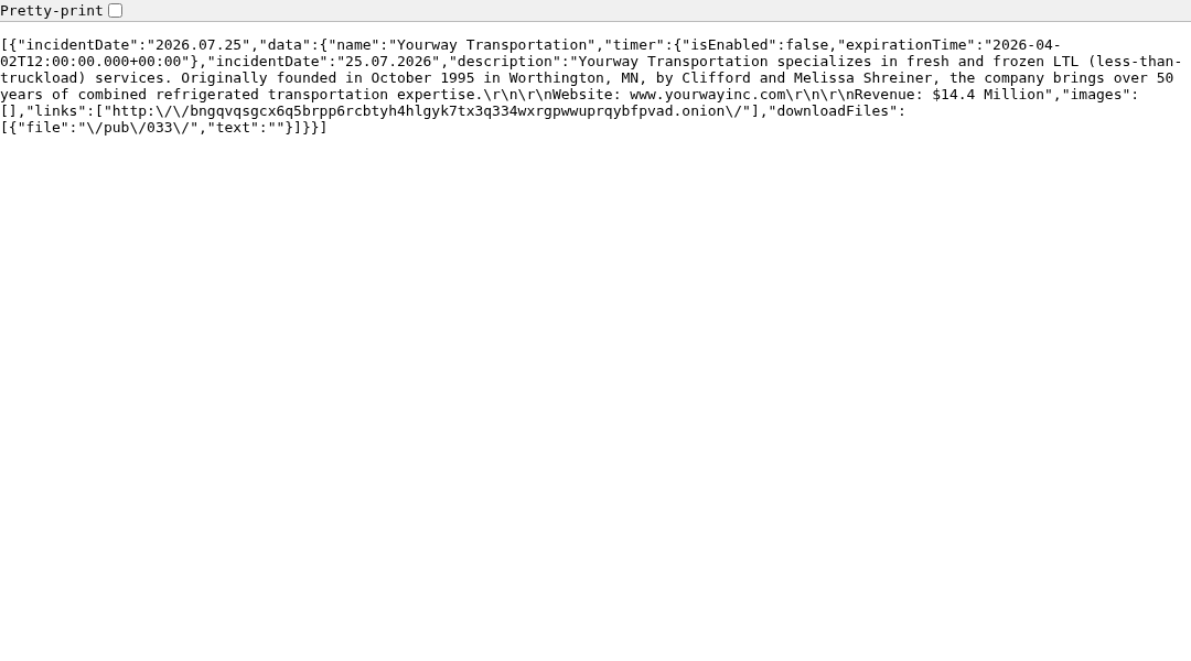 Leak screenshot for Yourway Transportation