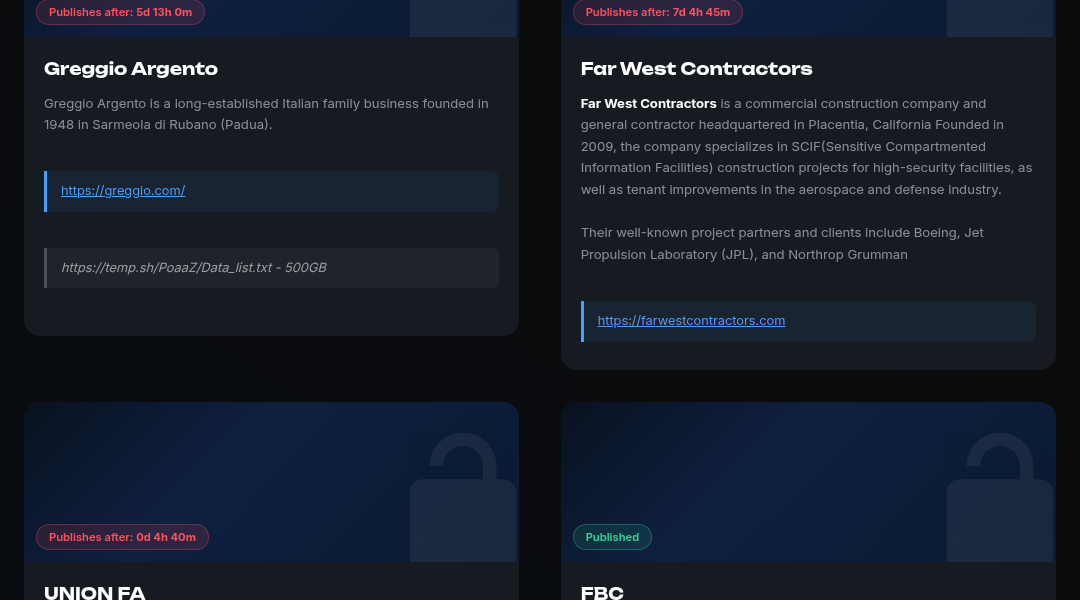 Leak screenshot for SCIF Construction Company (unnamed)