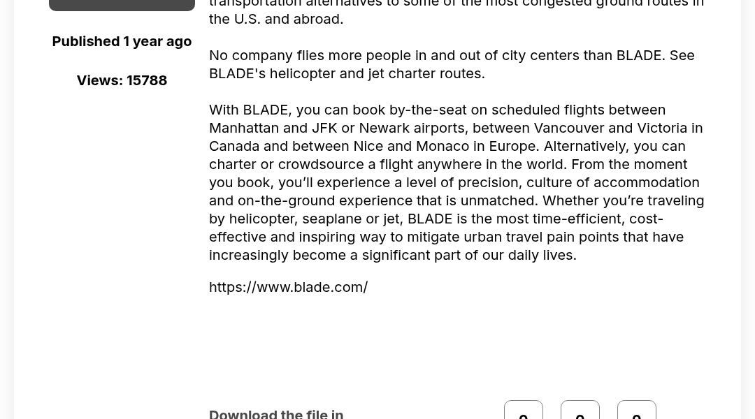 Leak screenshot for BLADE Urban Air Mobility