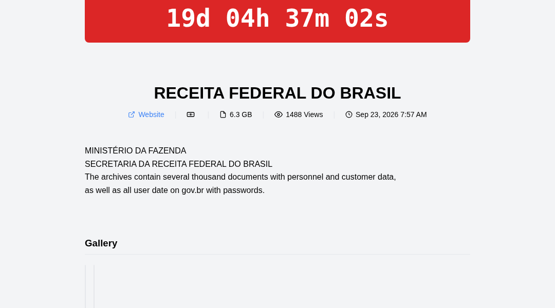 Leak screenshot for MINISTÉRIO DA FAZENDA - SECRETARIA DA RECEITA FEDERAL DO BRASIL