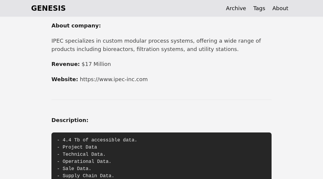 Leak screenshot for Integrated Process Engineers & Constructors