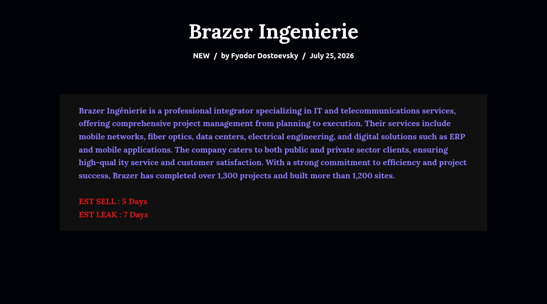 Leak screenshot for Brazer Ingenierie