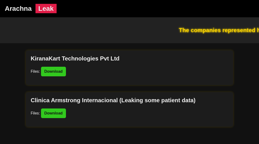 Leak screenshot for Clinica Armstrong Internacional