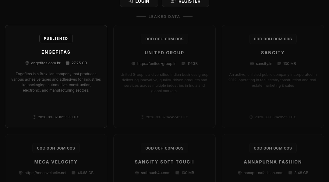 Leak screenshot for Fabrics and Apparel Manufacturer