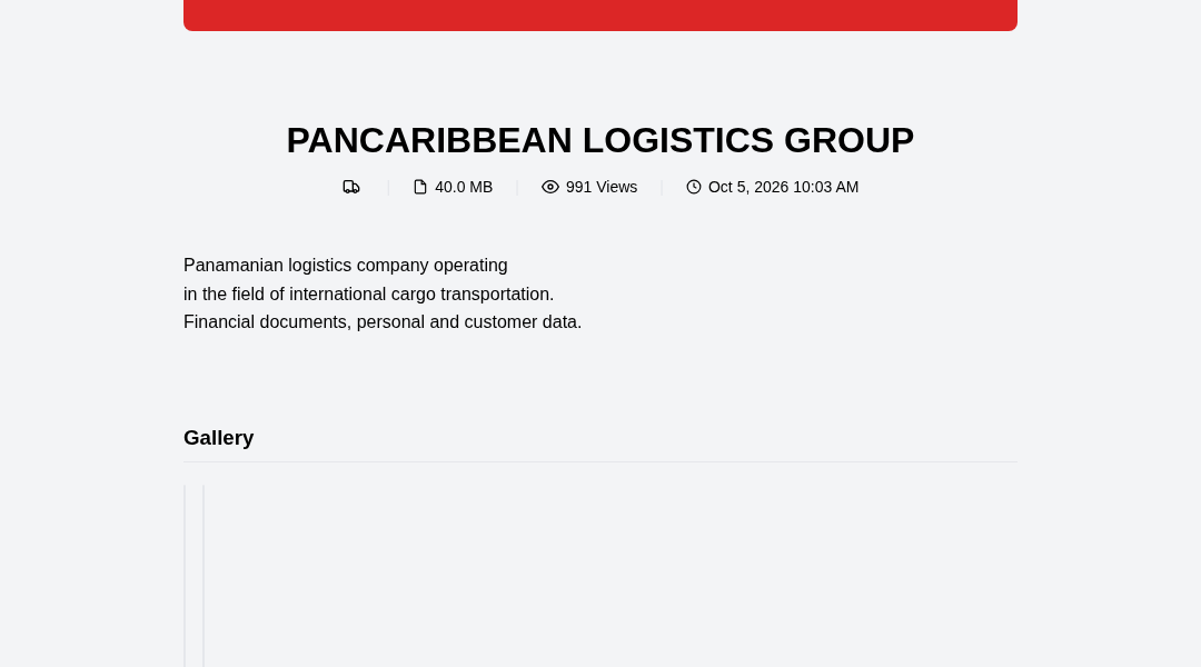 Leak screenshot for Unknown Panamanian Logistics Company