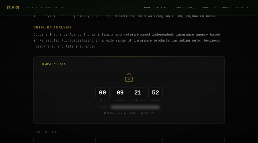Leak screenshot for Coggins Insurance Agency Inc