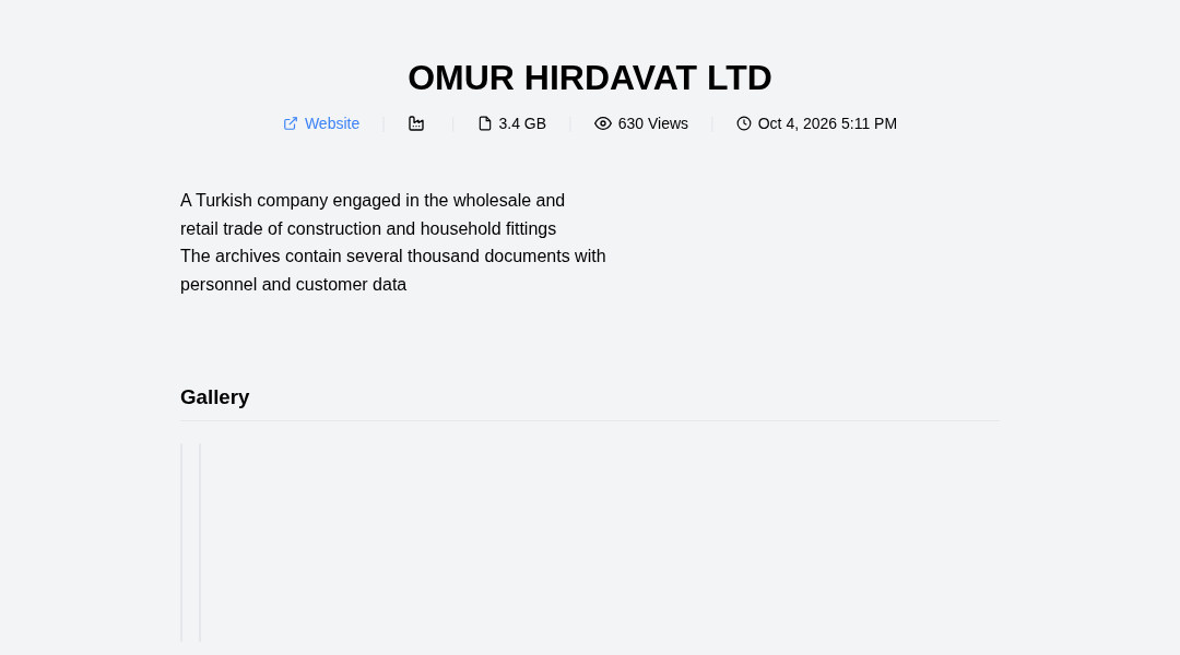 Leak screenshot for Unknown Turkish Construction/Household Fittings Company
