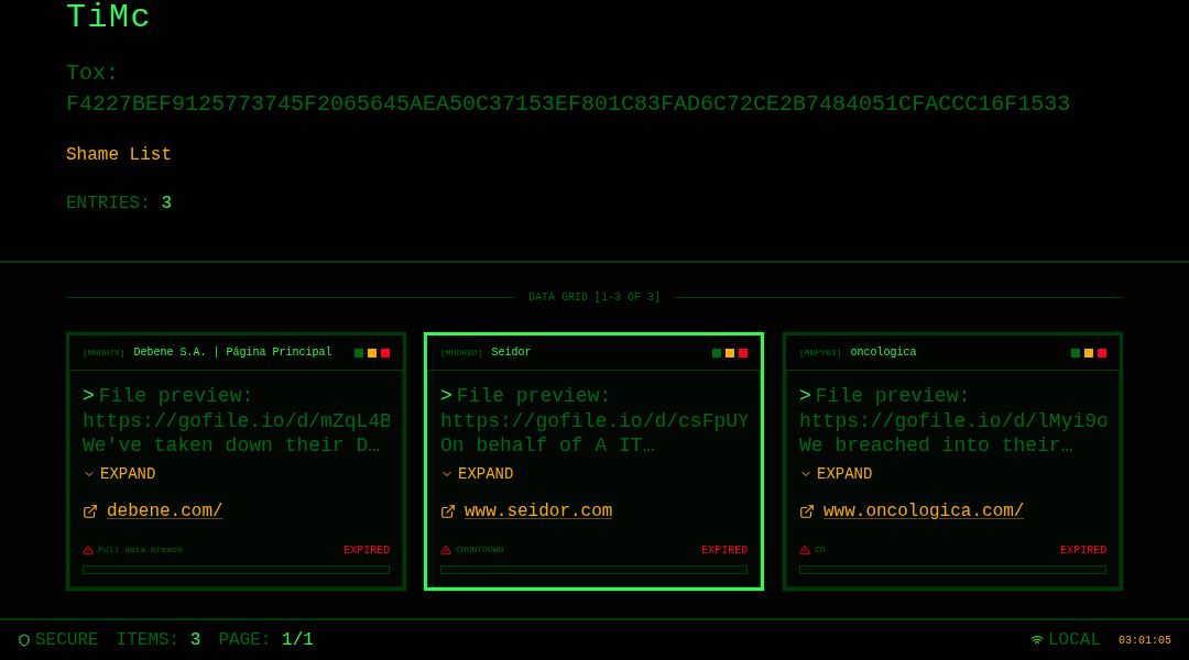Leak screenshot for Unnamed company with oncomine KB