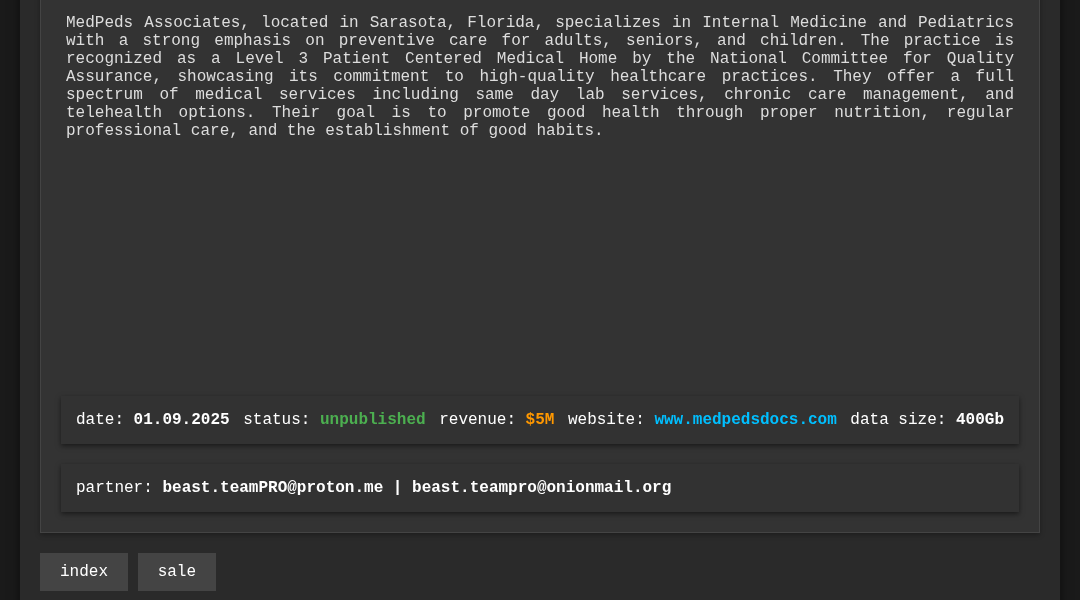 Leak screenshot for MedPeds Associates