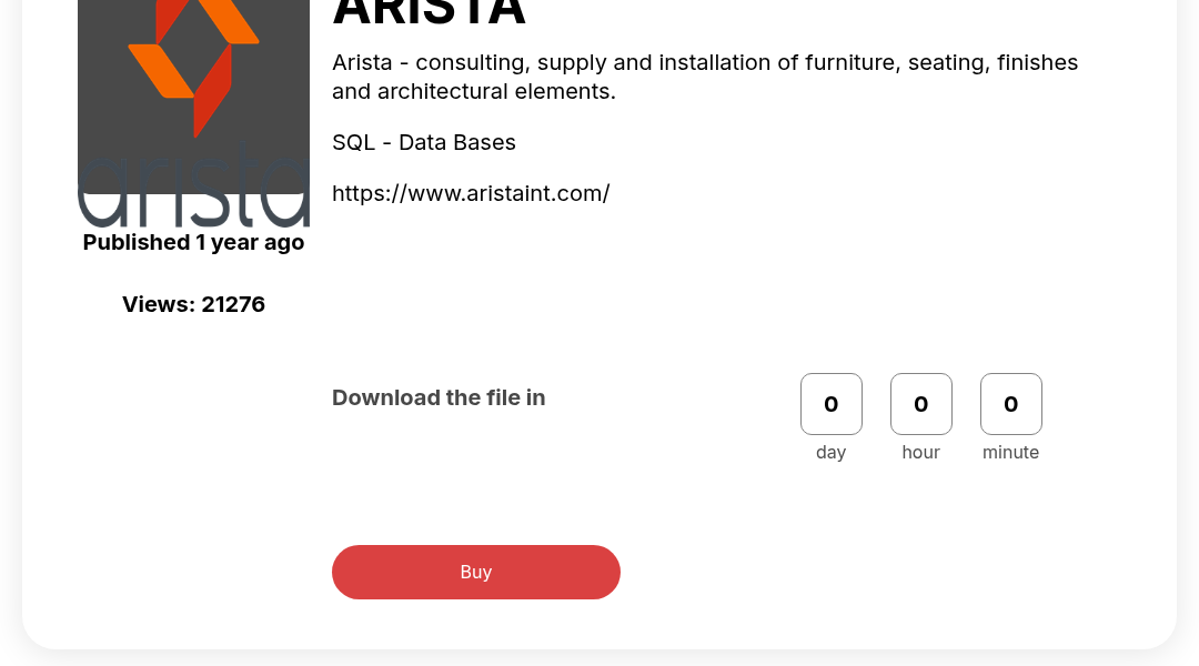 Leak screenshot for Arista