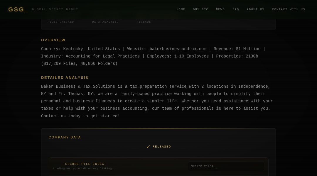 Leak screenshot for Baker Business & Tax Solutions