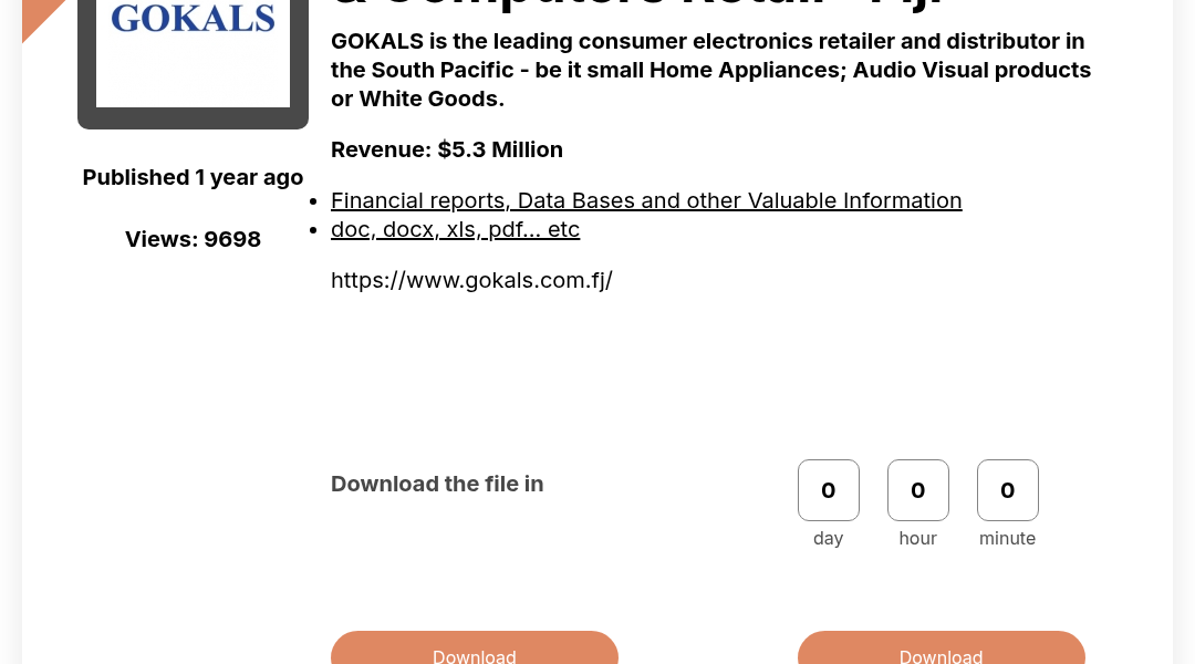 Leak screenshot for Gokals Consumer Electronics & Computers Retail