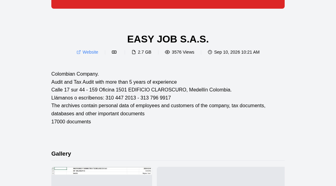 Leak screenshot for Audit and Tax Audit Medellín